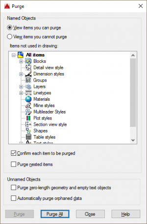 Slim down your drawings with the PURGE command - All About CAD