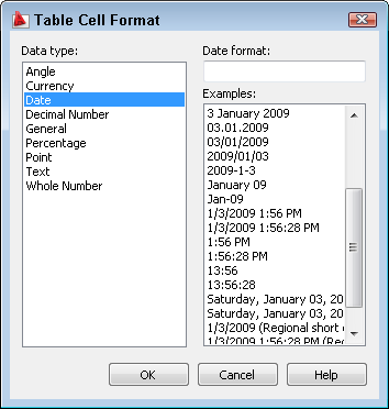 AutoCAD's Table cell formats
