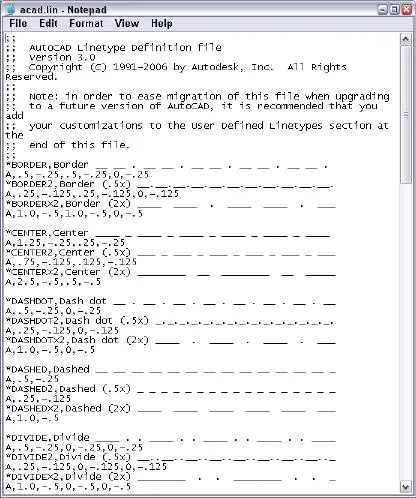 free download autocad linetypes